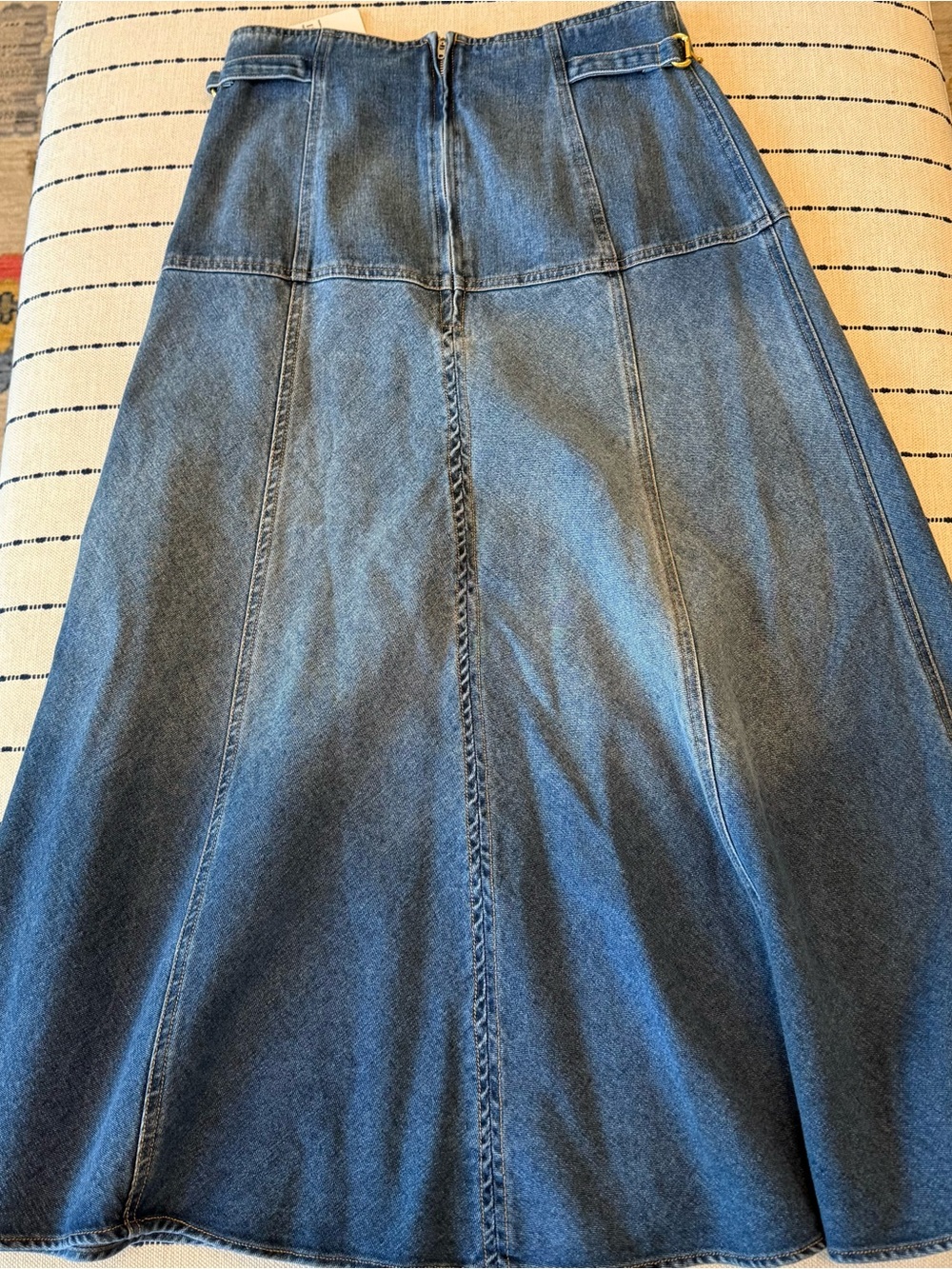 TCEC Dark Blue A-Line Denim Skirt with Side Buckle Detail - Picture 2 of 6